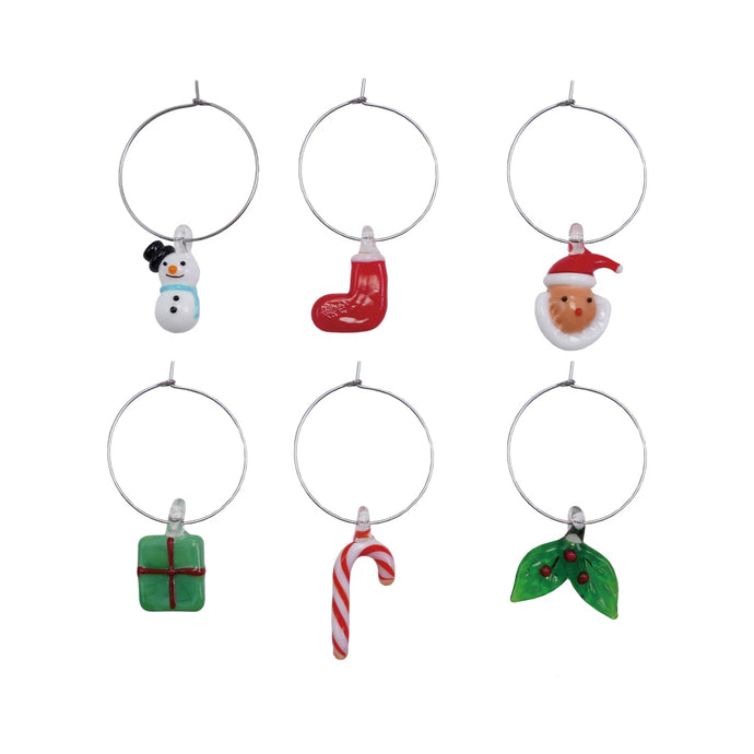 Blown Glass Holiday Icon Wine Glass Charms