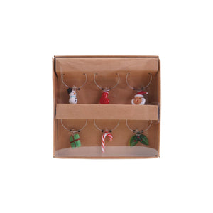 Blown Glass Holiday Icon Wine Glass Charms