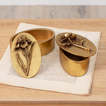 Load image into Gallery viewer, Brass Tone Floral Trinket Box, 2 style options