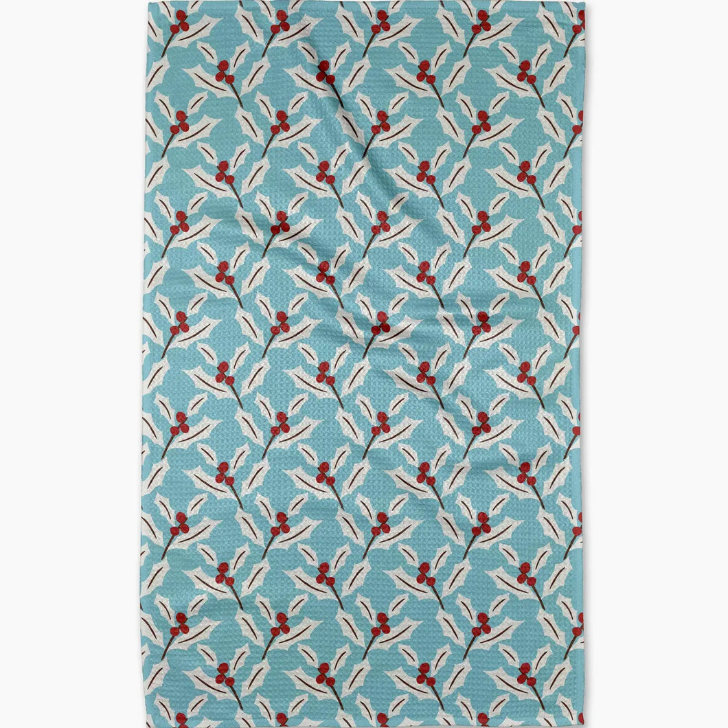 Winter Holly Tea Towel