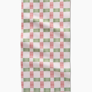 Geometry Be Merry Plaid Tea Towel