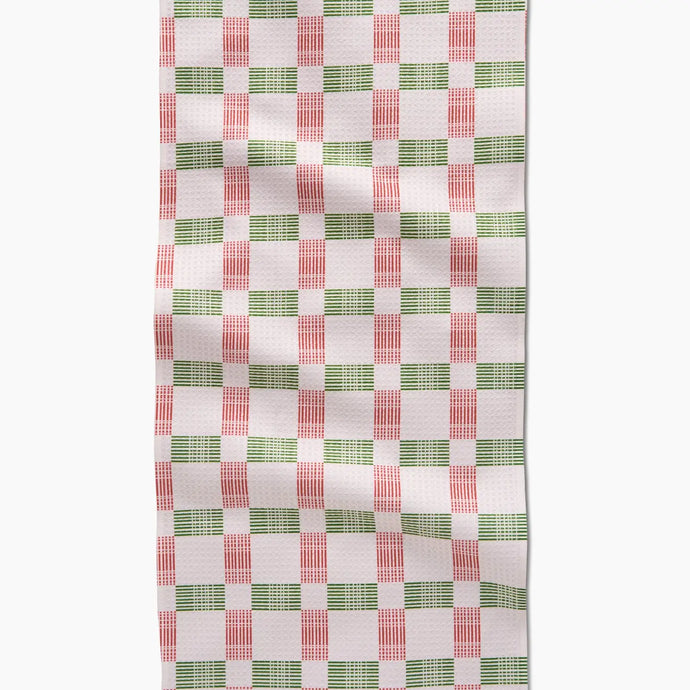 Geometry Be Merry Plaid Tea Towel