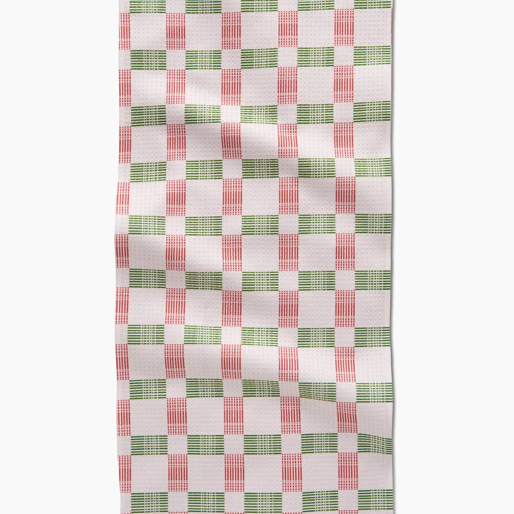 Geometry Be Merry Plaid Tea Towel