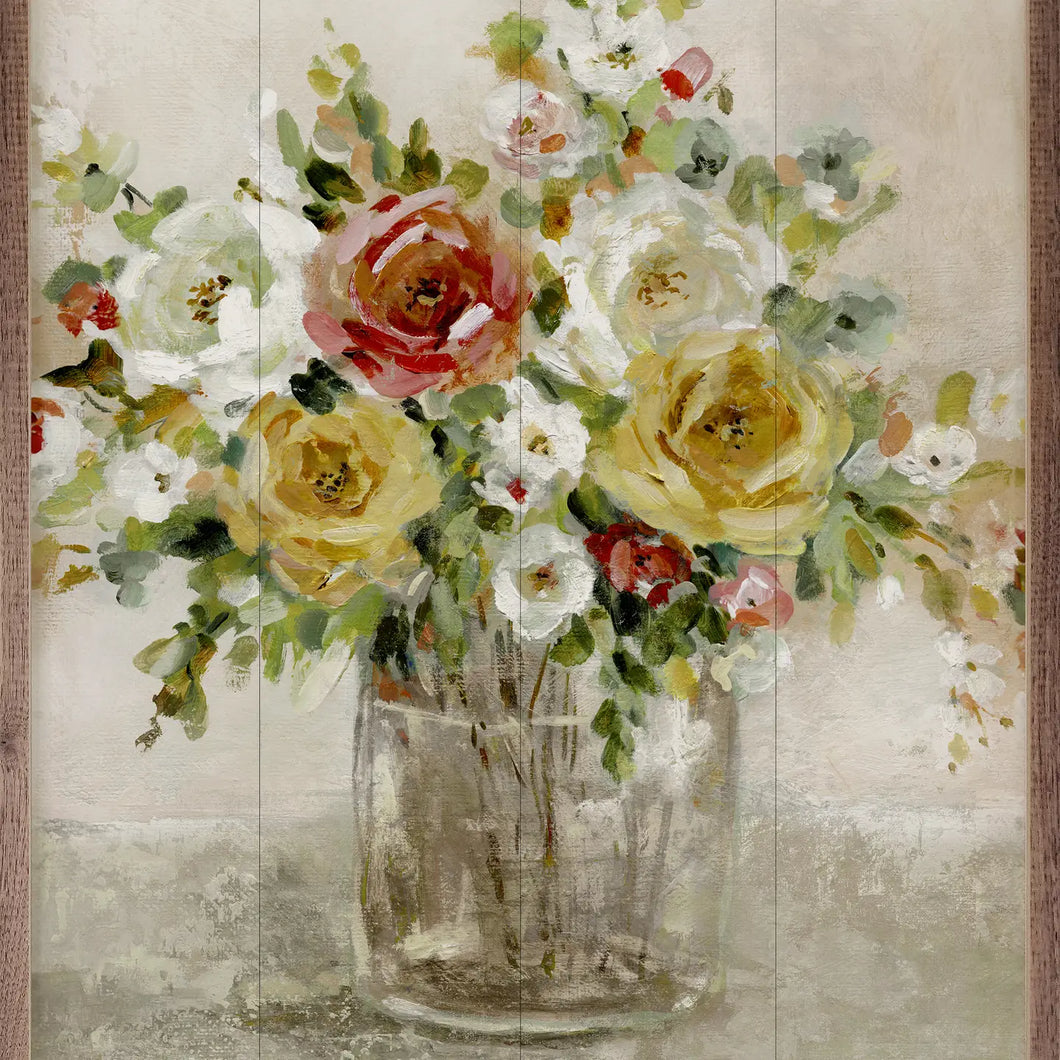 Autumal Arrangement By Carol Robinson Wood Plank Frame