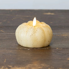 Load image into Gallery viewer, 3&quot; Cream 3D Flame Short Pumpkin Candle
