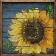 Load image into Gallery viewer, Denim Sunflower Wood Plank Frame