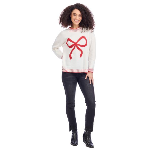White Wilder Bow Sweater