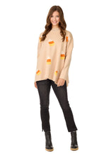 Load image into Gallery viewer, Tan Candy Corn Jacquard Sweater