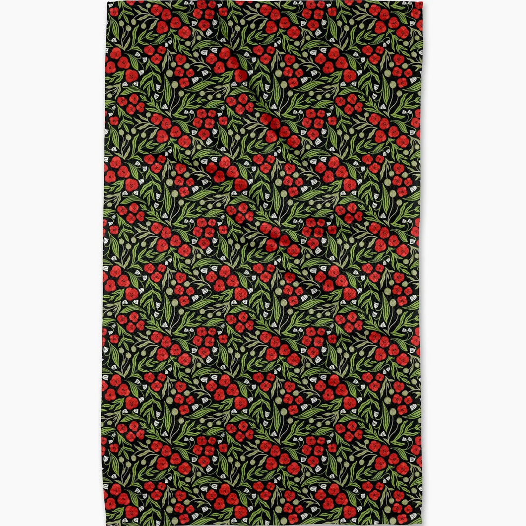 Geometry Flowing Poppies Tea Towel