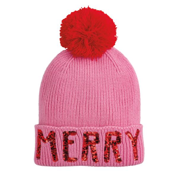Pink Merry Holiday Beanie