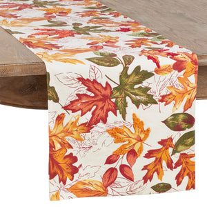 Embroidered Autumn Leaves Runner