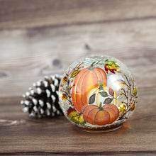 Load image into Gallery viewer, Harvest Pumpkin Led Glass Orb – Fall Autumn Home Decor