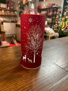 RED LASER ENGRAVED WINTER SCENE LED CYLINDERS