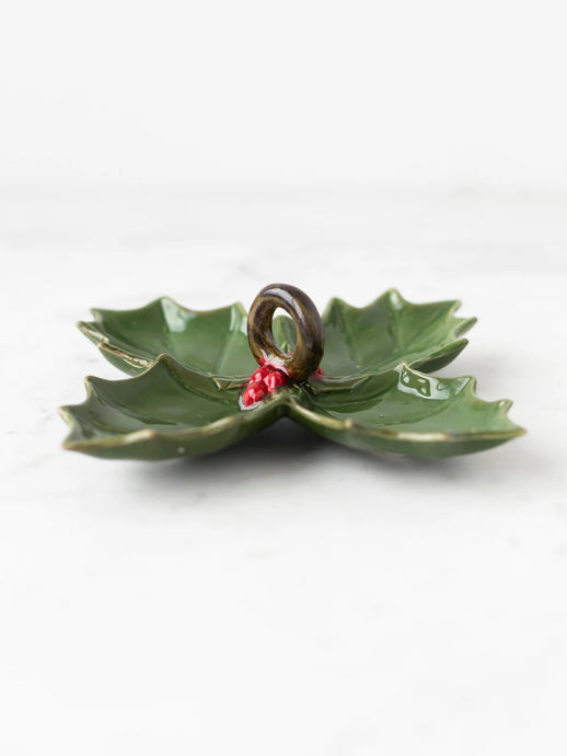 Ceramic Holly Leaf Shaped Dish
