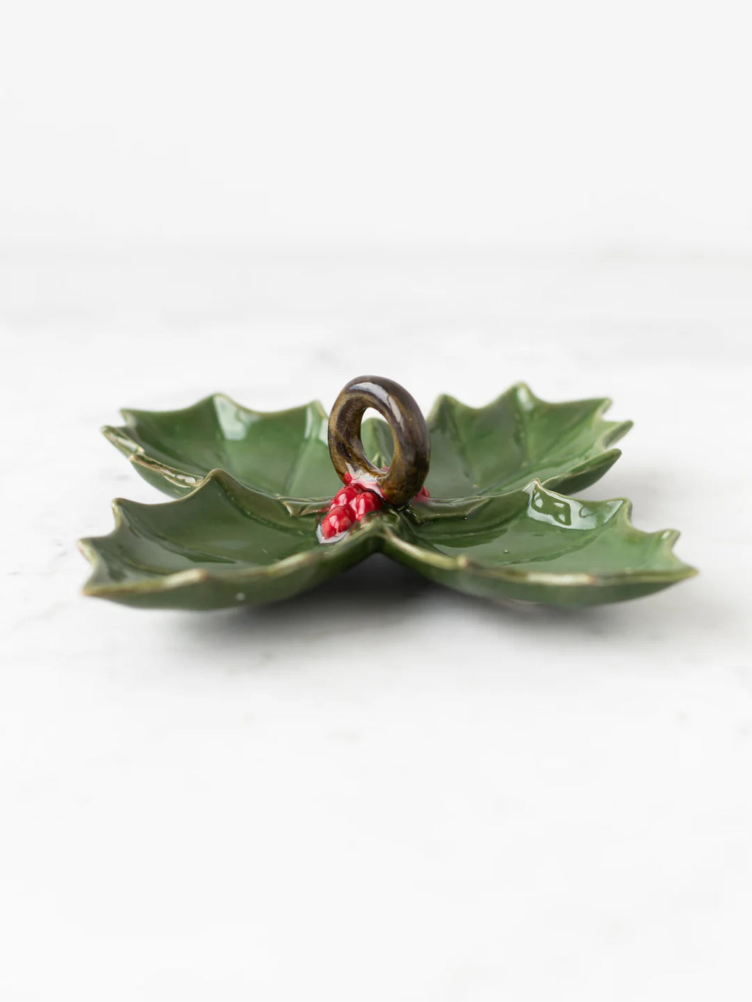 Ceramic Holly Leaf Shaped Dish