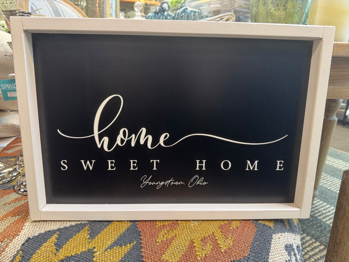 Youngstown Home Sweet Home Wall Art- white wood frame