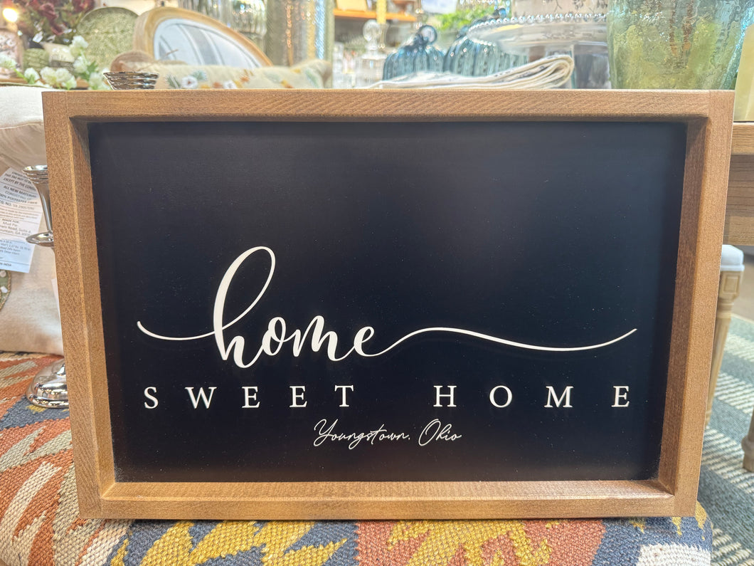 Youngstown Home Sweet Home Wall Art- Natural Wood Frame