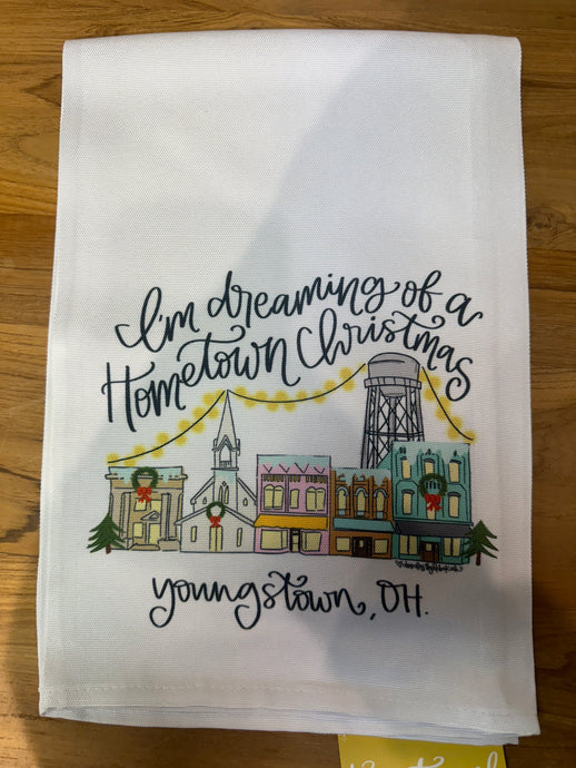 I'm Dreaming of A Hometown Christmas Youngstown Tea Towel