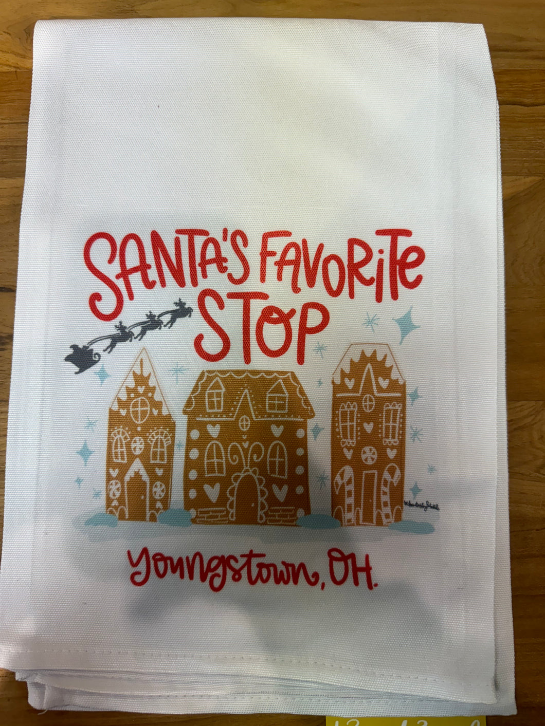 Santa's Favorite Stop Christmas Youngstown Tea Towel