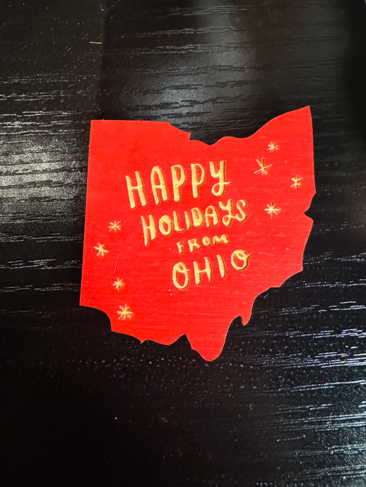 Red Happy Holidays from Ohio Magnet