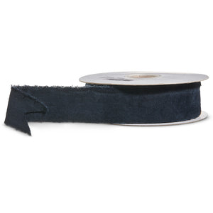 1.5" X 10 Yds Black Torn Edge Velvet Unwired Ribbon
