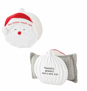 PUMPKIN/SANTA REVERSIBLE SPONGE HOLDER