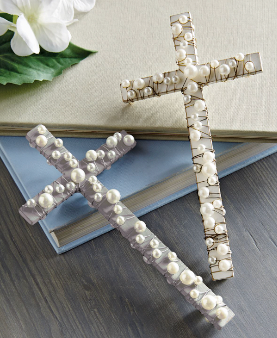 WOOD & WIRE PEARL CROSSES