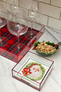 SANTA NAPKIN & TARTAN CADDY SET