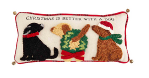 CHRISTMAS DOG HOOKED PILLOWS ( 2 Styles)