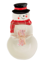 Load image into Gallery viewer, SNOWMAN DOUBLE DISH &amp; TOOTHPICK SET