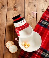 Load image into Gallery viewer, SNOWMAN DOUBLE DISH &amp; TOOTHPICK SET