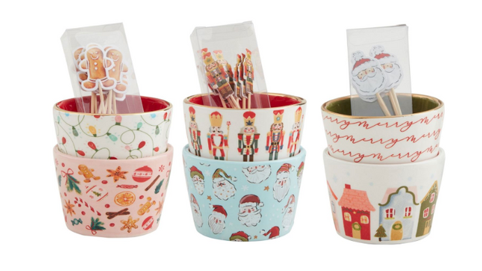 CHRISTMAS PATTERN TIDBIT & TOOTHPICK SETS ( 3 Styles)