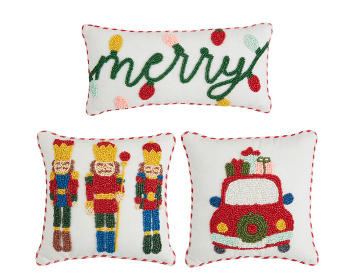 MINI CHRISTMAS BEADED PILLOWS ( 3 Styles)