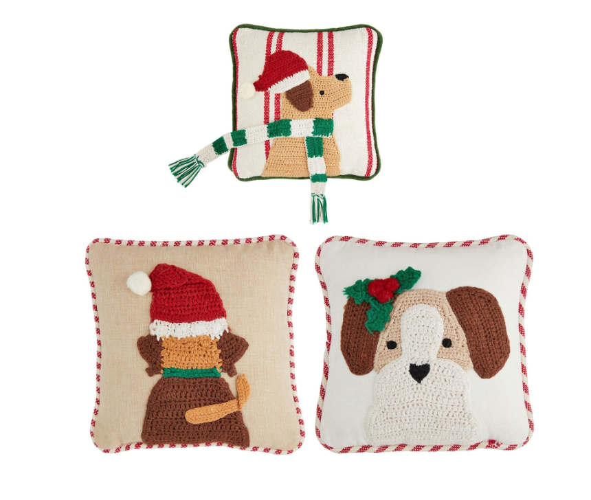 MINI CROCHET CHRISTMAS DOG PILLOWS ( 3 Styles)