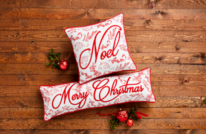 NOEL & MERRY CHRISTMAS TOILE PILLOWS ( 2 Styles)