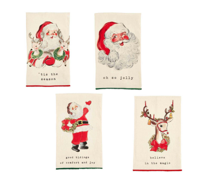 SANTA DEER TEA TOWELS ( 4 Styles)