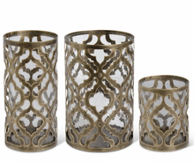 Load image into Gallery viewer, ANTIQUE GOLD MOROCCAN QUATREFOIL HURRICANES