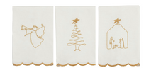 Load image into Gallery viewer, GOLD CHRISTMAS SCALLOP TOWELS ( 3 Styles)