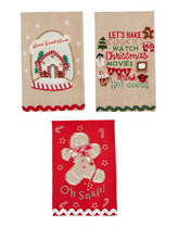 Load image into Gallery viewer, GINGERBREAD SCALLOP HEM TOWELS ( 3 Styles)