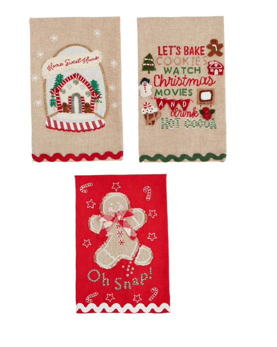 GINGERBREAD SCALLOP HEM TOWELS ( 3 Styles)