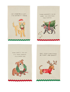 CHRISTMAS DOG RIC-RAC TOWELS ( 4 Styles)