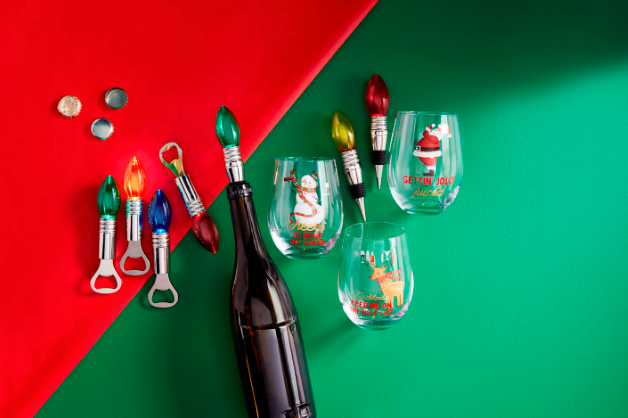 CHRISTMAS LIGHT-UP WINE GLASS & STOPPER SETS ( 3 Styles)