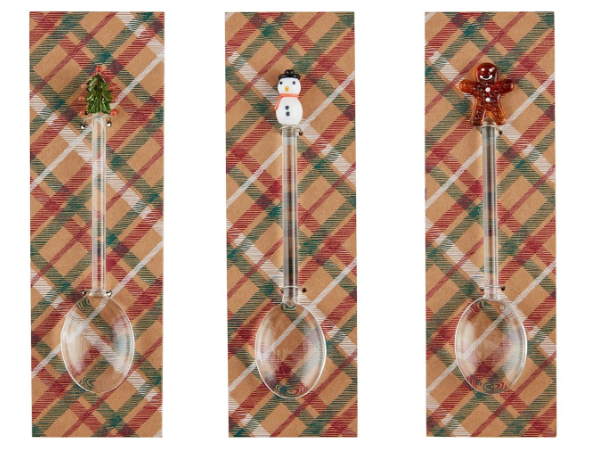 GLASS CHRISTMAS CHARACTER SPOONS