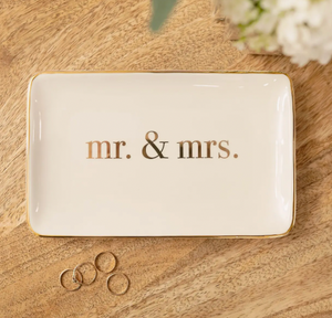 Gold Mr. & Mrs. Trinket Tray