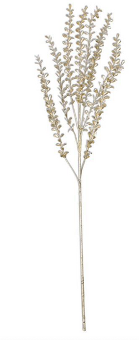 CHAMPAGNE GLITTERED STEM W/MINI TEARDROP LEAVES