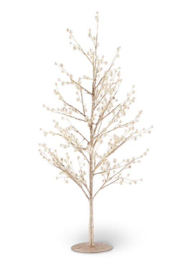 24 INCH GOLD GLITTERED TWIG TREE W/PEARL