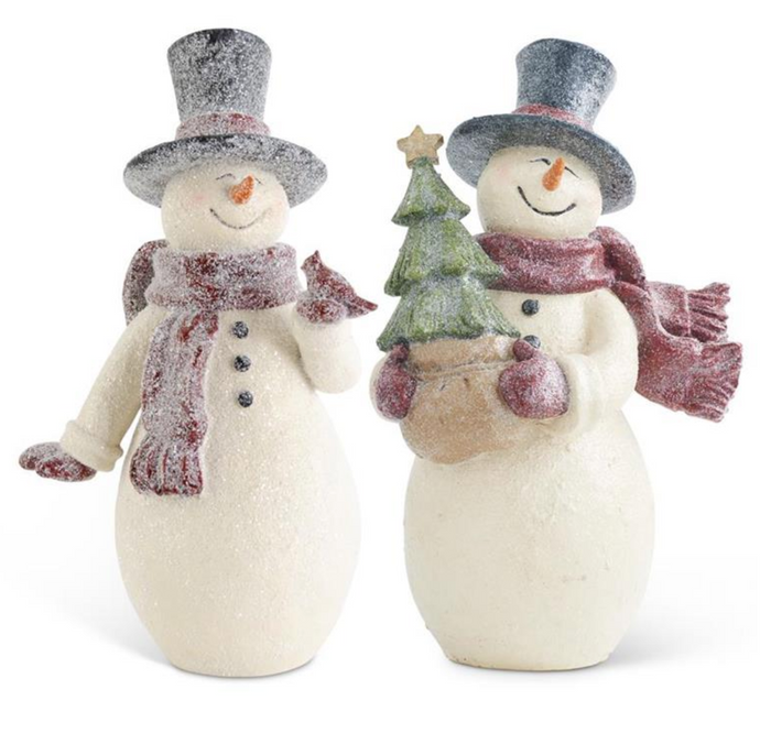 LITTERED RESIN VINTAGE SNOWMEN (2 STYLES)