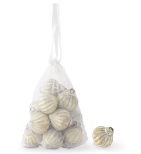 Bag Of Mini Matte Silver W/Gold Onion Ornaments