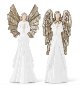 WHITE GLITTERED PRAYING ANGELS ( 2 Styles)