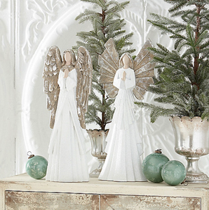 WHITE GLITTERED PRAYING ANGELS ( 2 Styles)